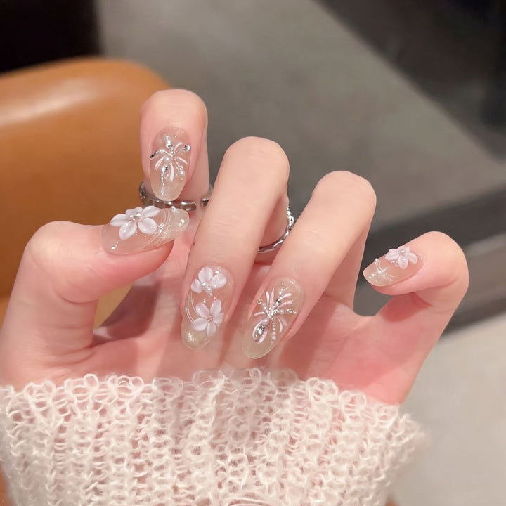 Decorative Floral Press-On Nail Art Set Bowlift
