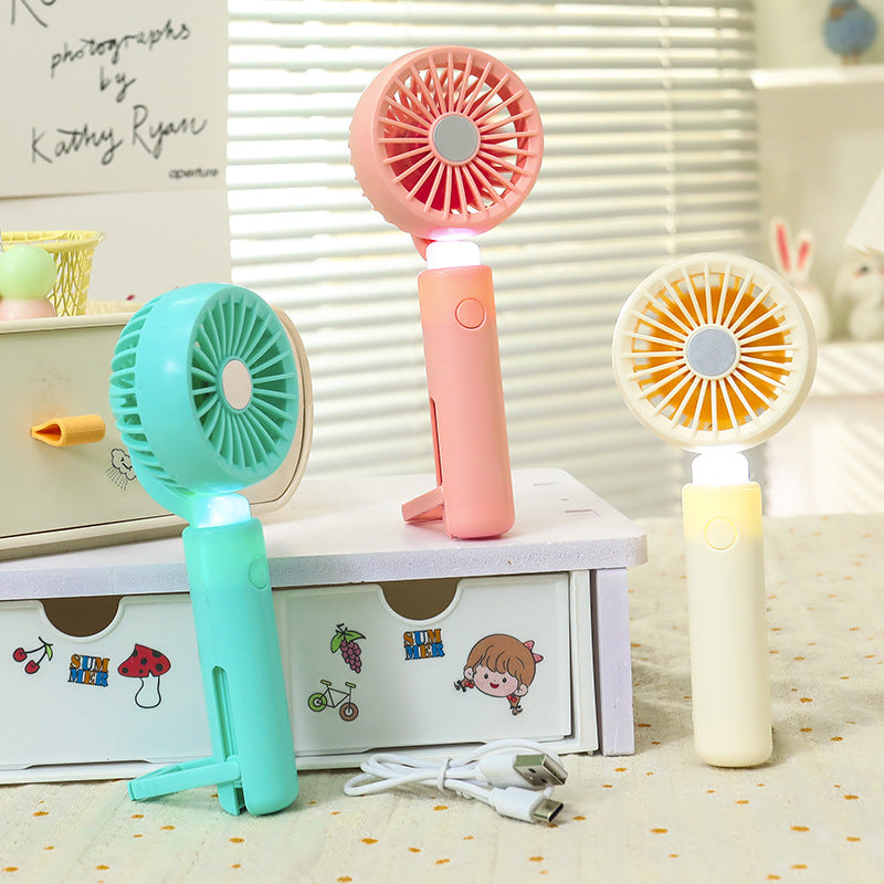 Women's Portable Hand Fan with LED Lighting and Ergonomic Handle Bowlift