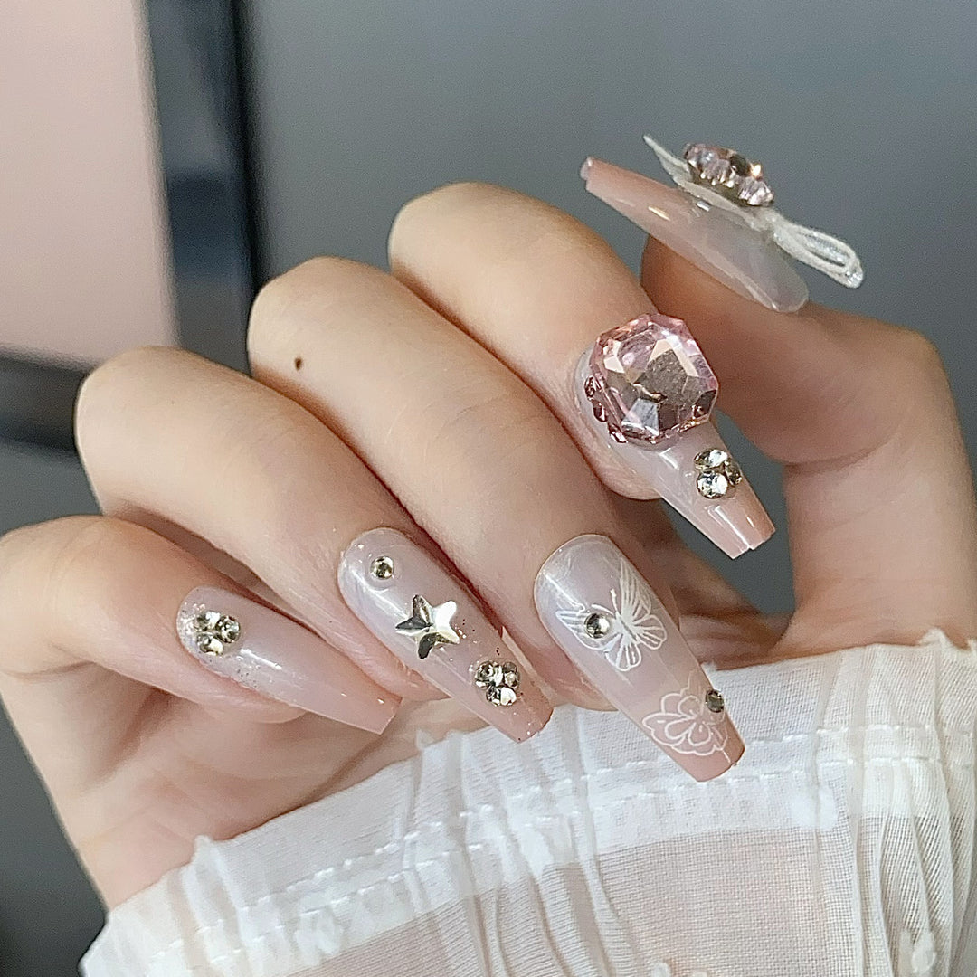 Themed Nail Art Press-On Nails with Cute Character and Bow Designs Bowlift