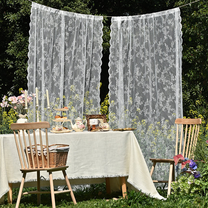 Elegant Floral Lace Window Drapes