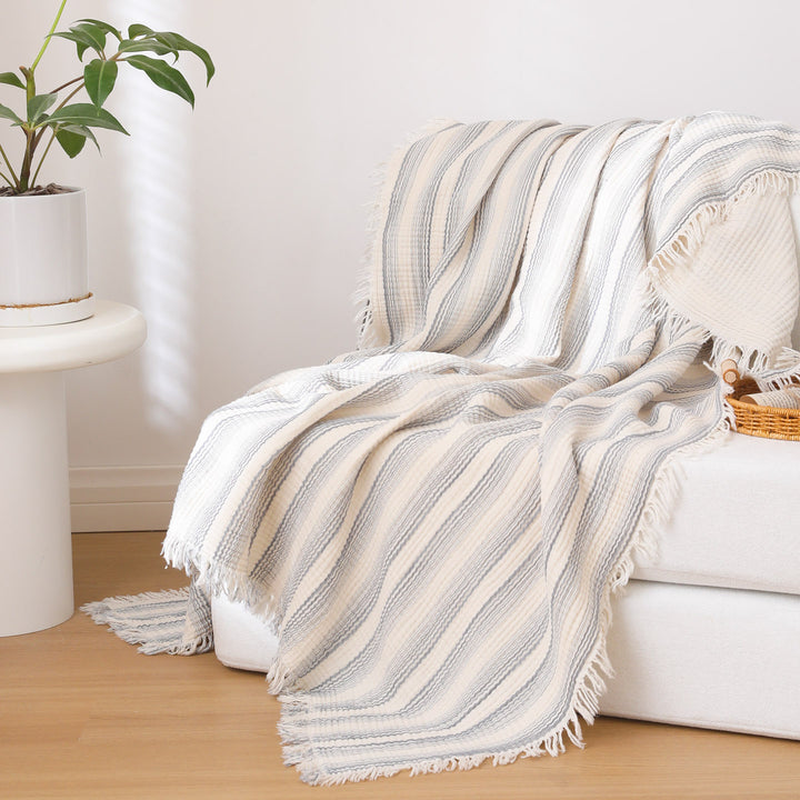 Women modern and stylish waffle structure plaid blanket Bowlift