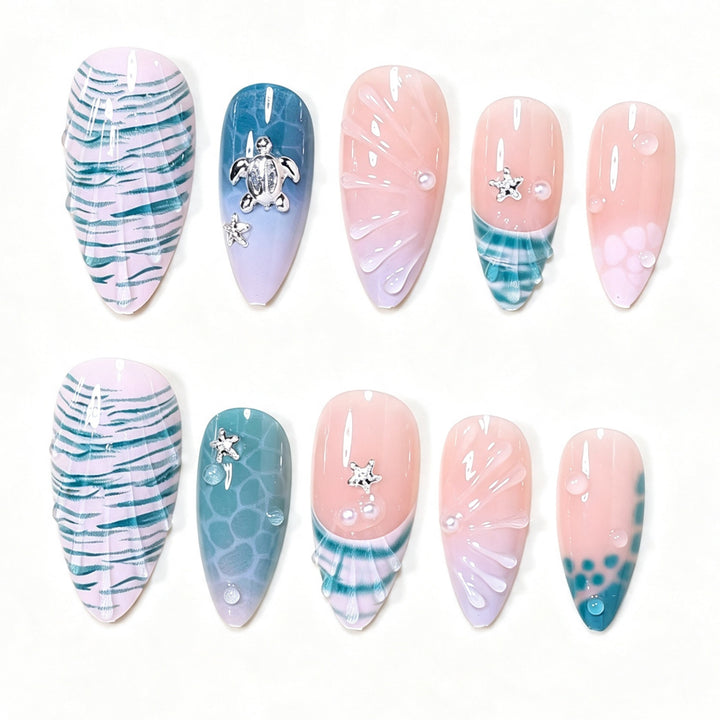 Ocean-Inspired Nail Art Design Set Bowlift