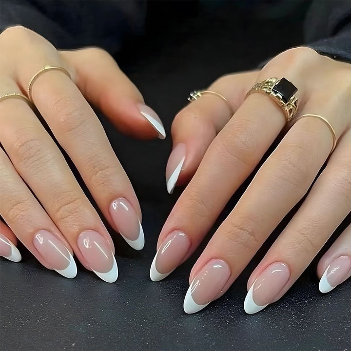 Acrylic nail set with luxurious color gradient and elegant lace accent Bowlift
