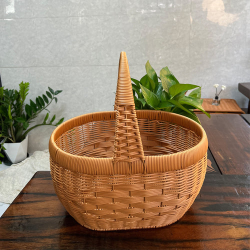Handcrafted Round Wicker Storage Basket Bowlift