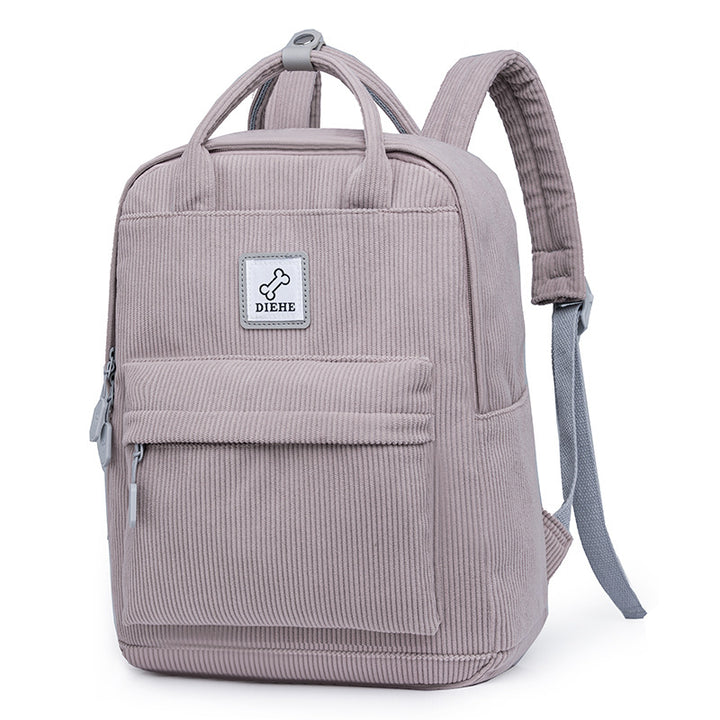 Corduroy Textured Laptop School Backpack Bowlift