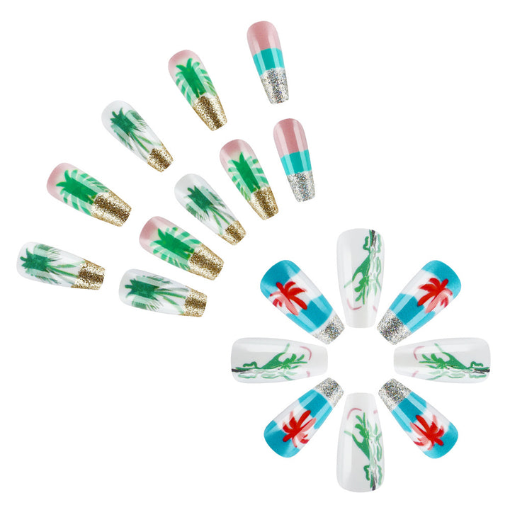 Tropical Palm Tree Press-On Nail Art Bowlift
