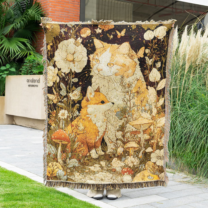Artistic Cat-Themed Cozy Throw Blanket