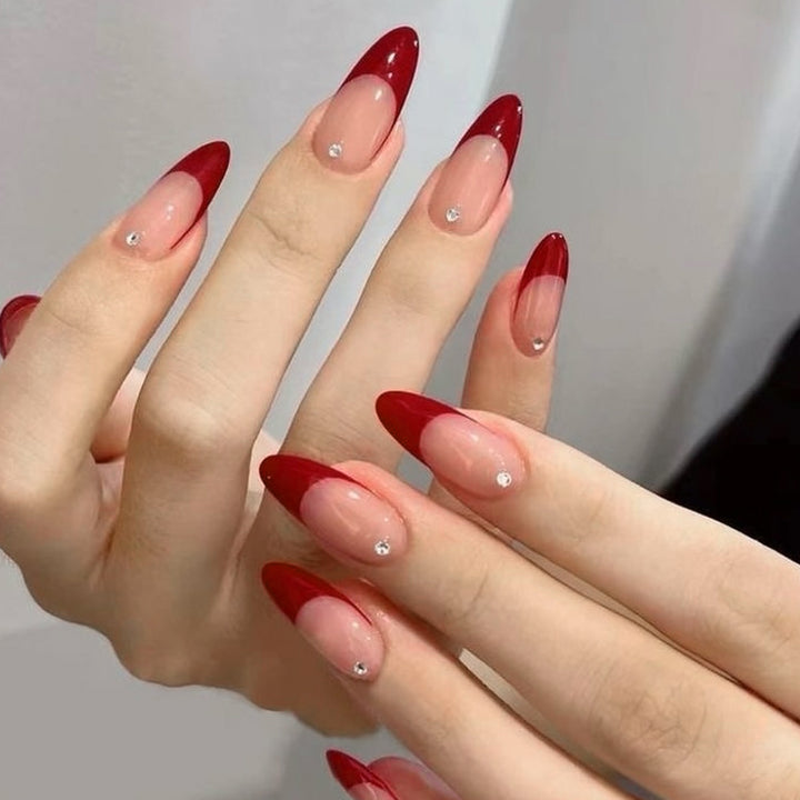 Elegant Red Ombre Stiletto Nail Extensions Bowlift
