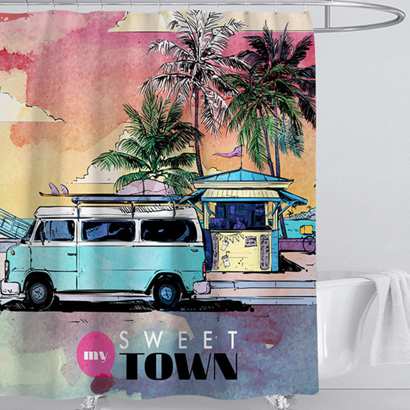 Beach-Themed Shower Curtain Bowlift