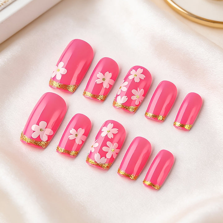 Floral Gel Nail Art Design Bowlift
