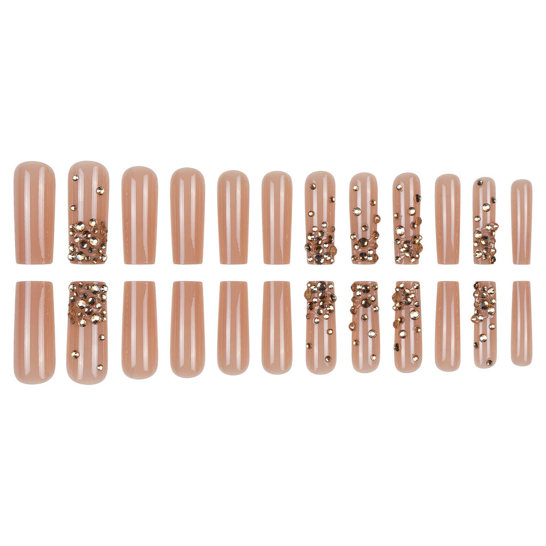 Decorative Long Stiletto Press-On Nails with Rhinestone Accents Bowlift