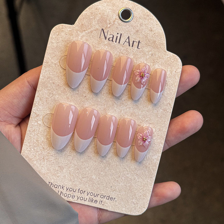 Elegant Floral Press-On Nail Set Bowlift