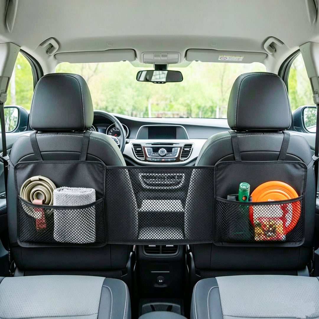 Car Backseat Mesh Organizer and Pet Barrier Bowlift