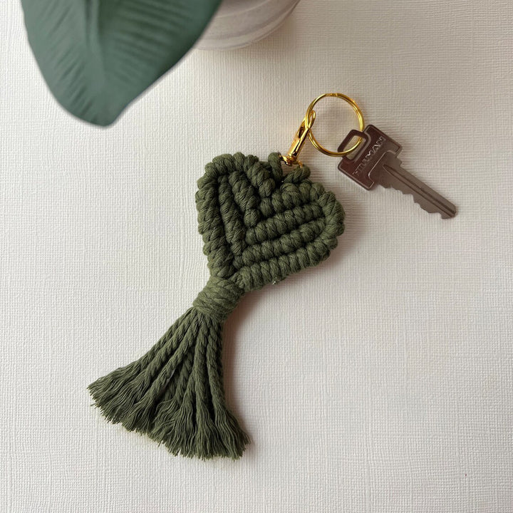 Macrame Heart Keychain Holder Bowlift