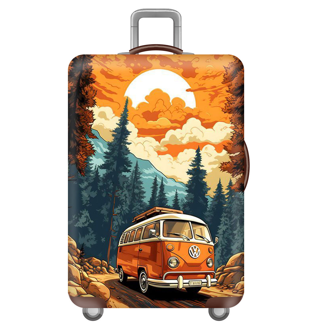 Unisex large hard shell suitcase with sturdy trolley handle and elastic motif protective cover superhero design Bowlift
