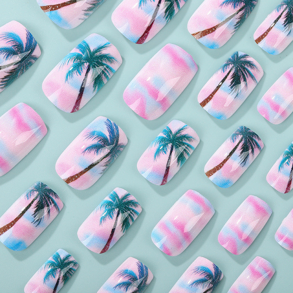 Artificial nails in tropical palm design Bowlift