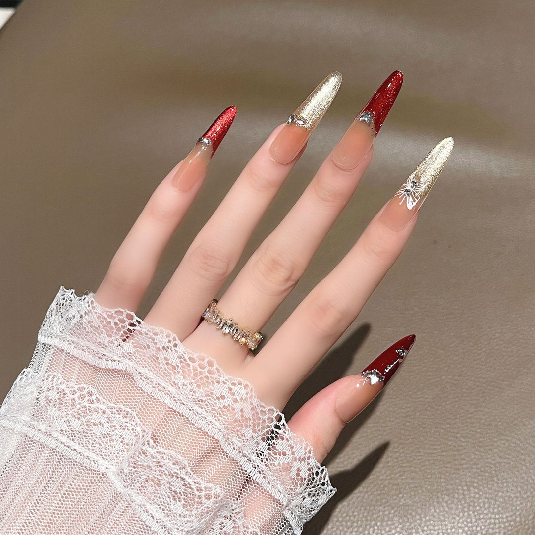 Premium Decorative Stiletto Press-On Nails Bowlift