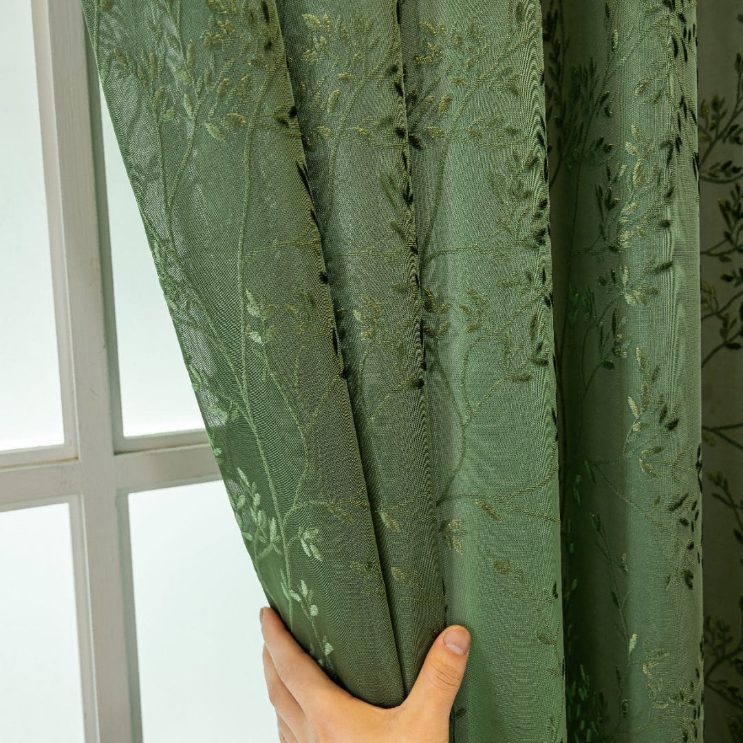 WoFloral Embroidered Sheer Curtain Bowlift