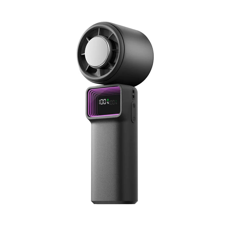 Unisex one size compact portable foldable cooling fan with digital LED display, stepless speed control, one-button cooling mode, USB-C charging and table base Bowlift