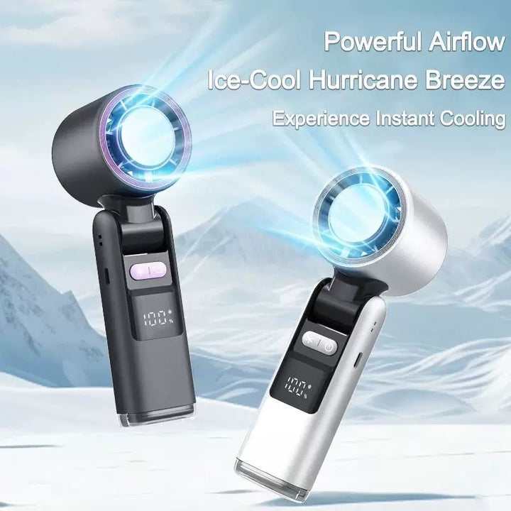 Unisex one size rechargeable portable bladeless-style mini fan with foldable head LED status indicator and high-capacity battery Bowlift