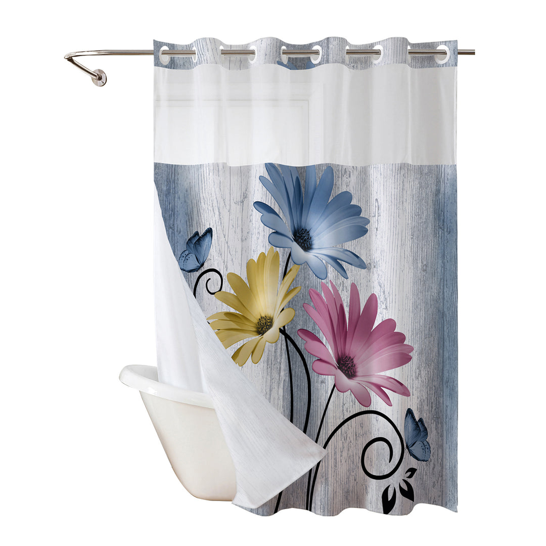 Floral Print Shower Curtain Bowlift