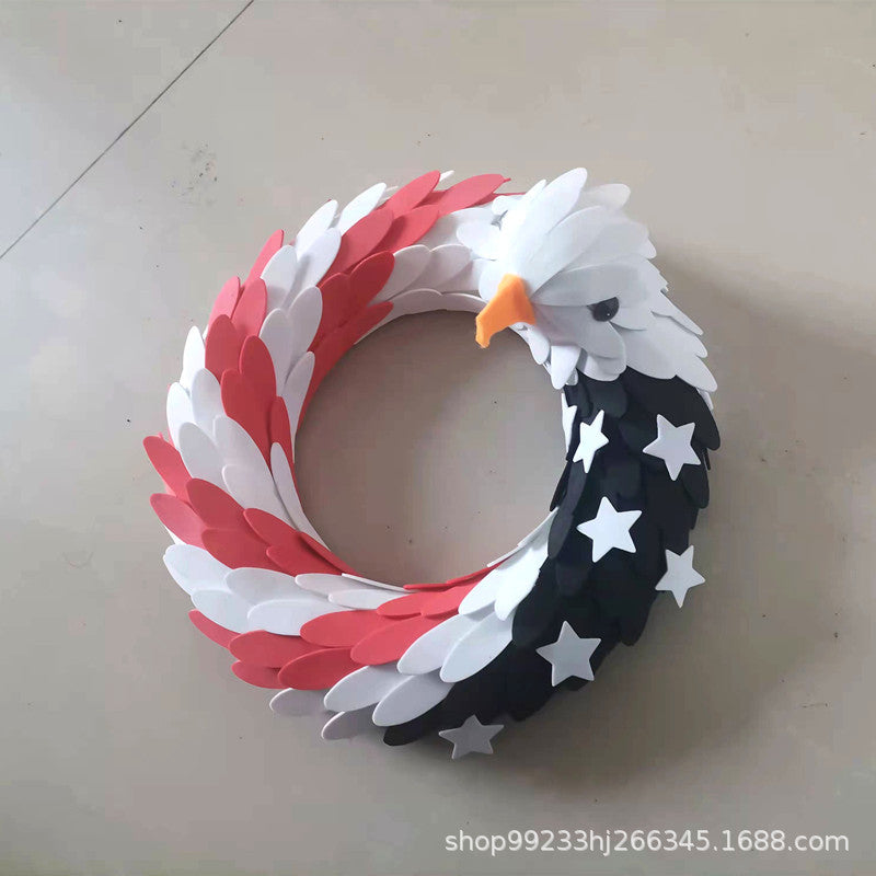 Unisex nan handcrafted patriotic eagle door wreath with layered feather effect Bowlift