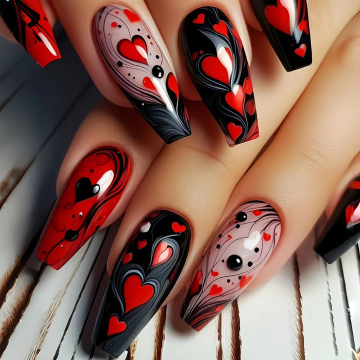Heart-Patterned 3D Nail Art Extensions Bowlift