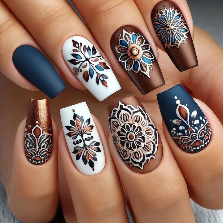 Artificial nails in elegant floral design Bowlift