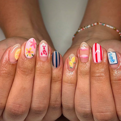 Artful fingernails with tropical designs Bowlift