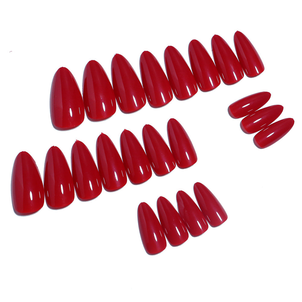 Glossy Stiletto Press-On Nail Set with Durable Adhesive Bowlift