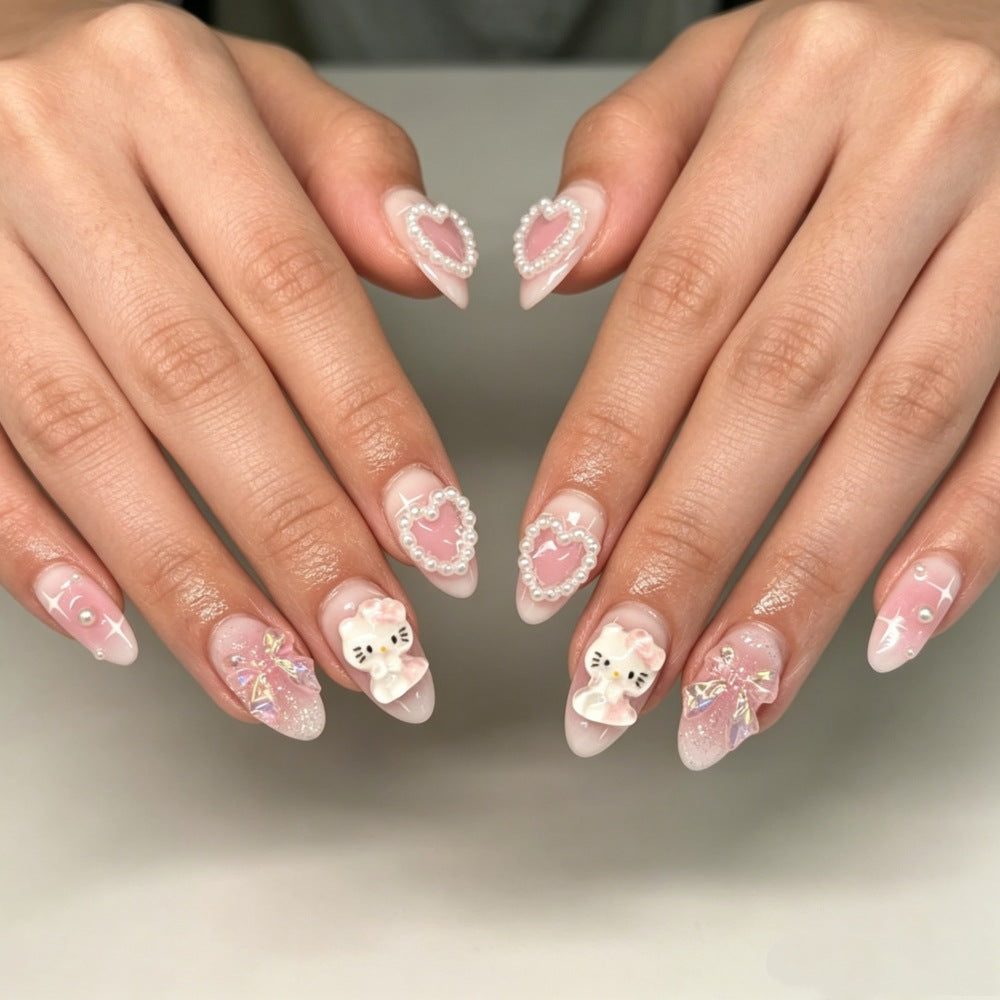 Heart and Character-Themed Artistic Press-On Nails Bowlift