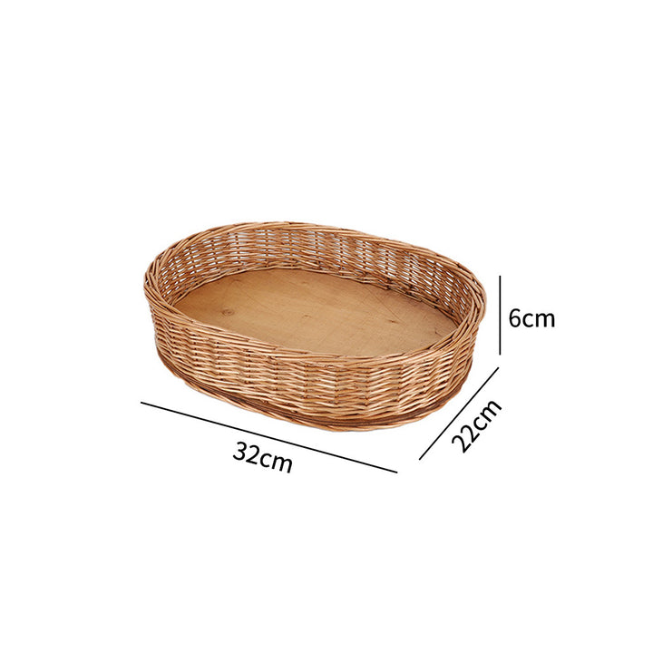 Decorative Round Woven Basket with Wooden Base