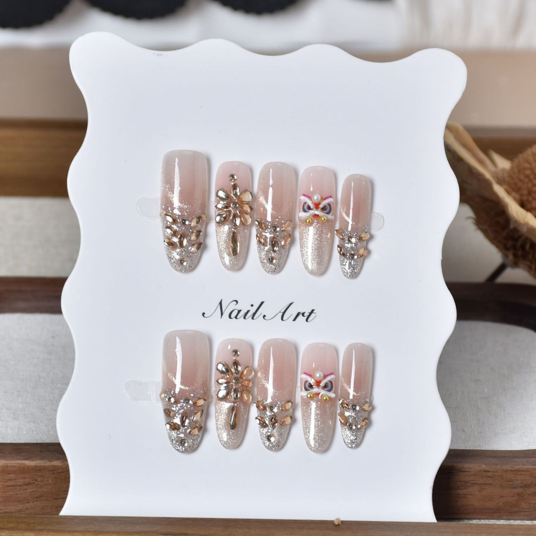 Crystal-Embellished Press-On Nail Extensions Bowlift