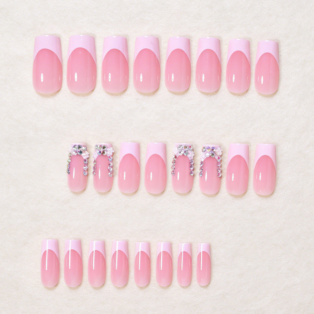 Elegant Floral Accent Press-On Nail Art Set Bowlift