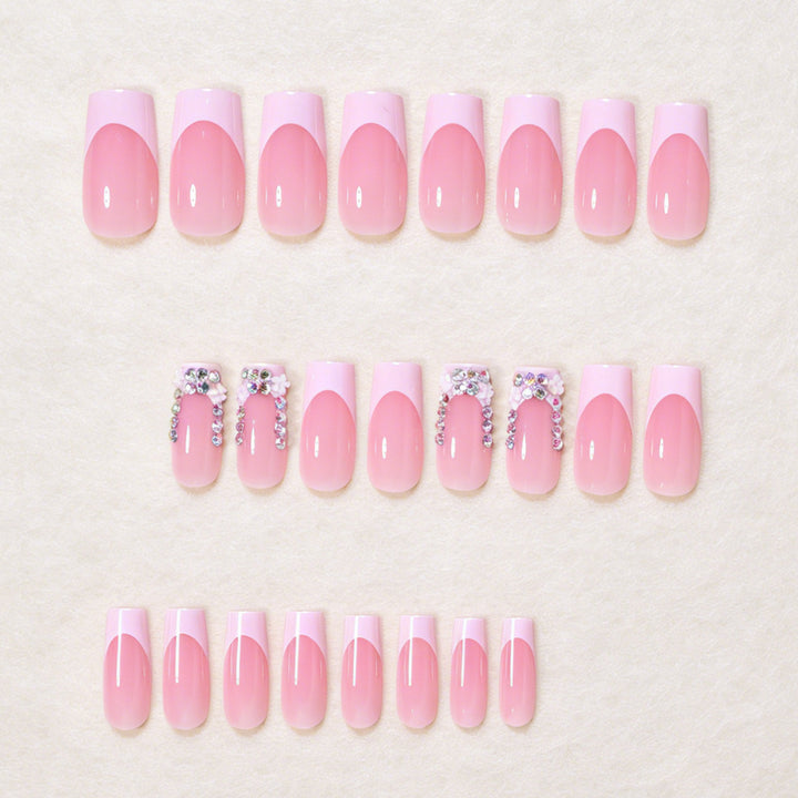 Elegant Floral Accent Press-On Nail Art Set Bowlift