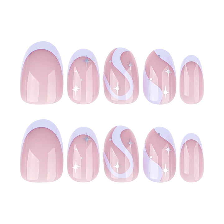 Artful nail art with elegant wave lines and glitter effects Bowlift
