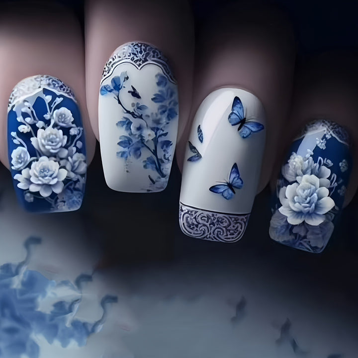 Artistic Floral Butterfly Nail Art Bowlift