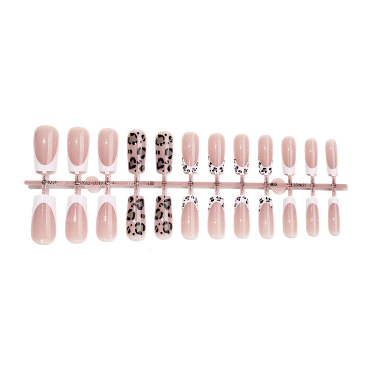 Artificial nail set with elegant flower and leopard design Bowlift