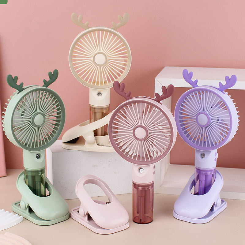 Women Portable Mini Fan with Spray Function Bowlift