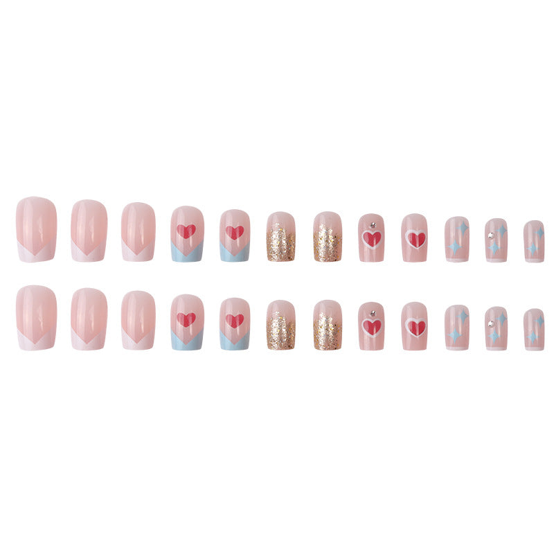 Creative Heart-Themed Press-On Nails Bowlift