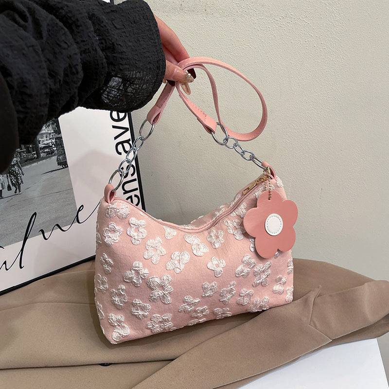 WoStylish Hobo Handbag with Floral Charm Bowlift
