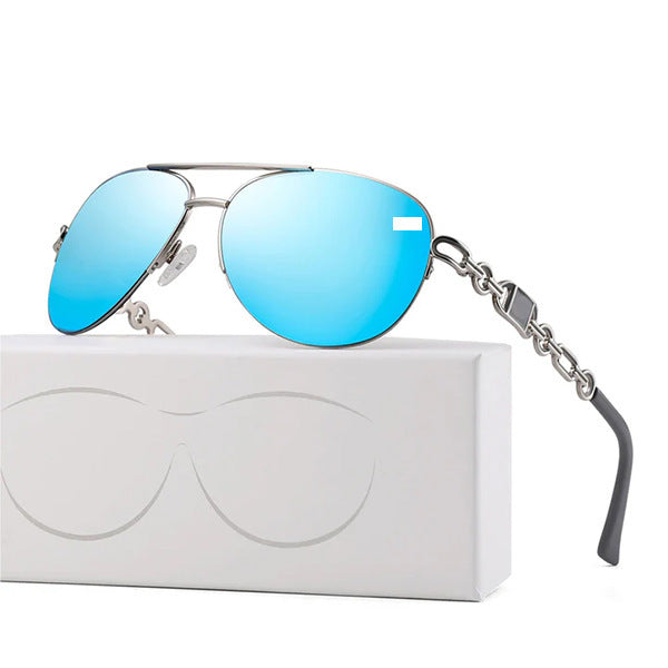 Women Aviator Sunglasses with Fashionable Chain Detail Bowlift