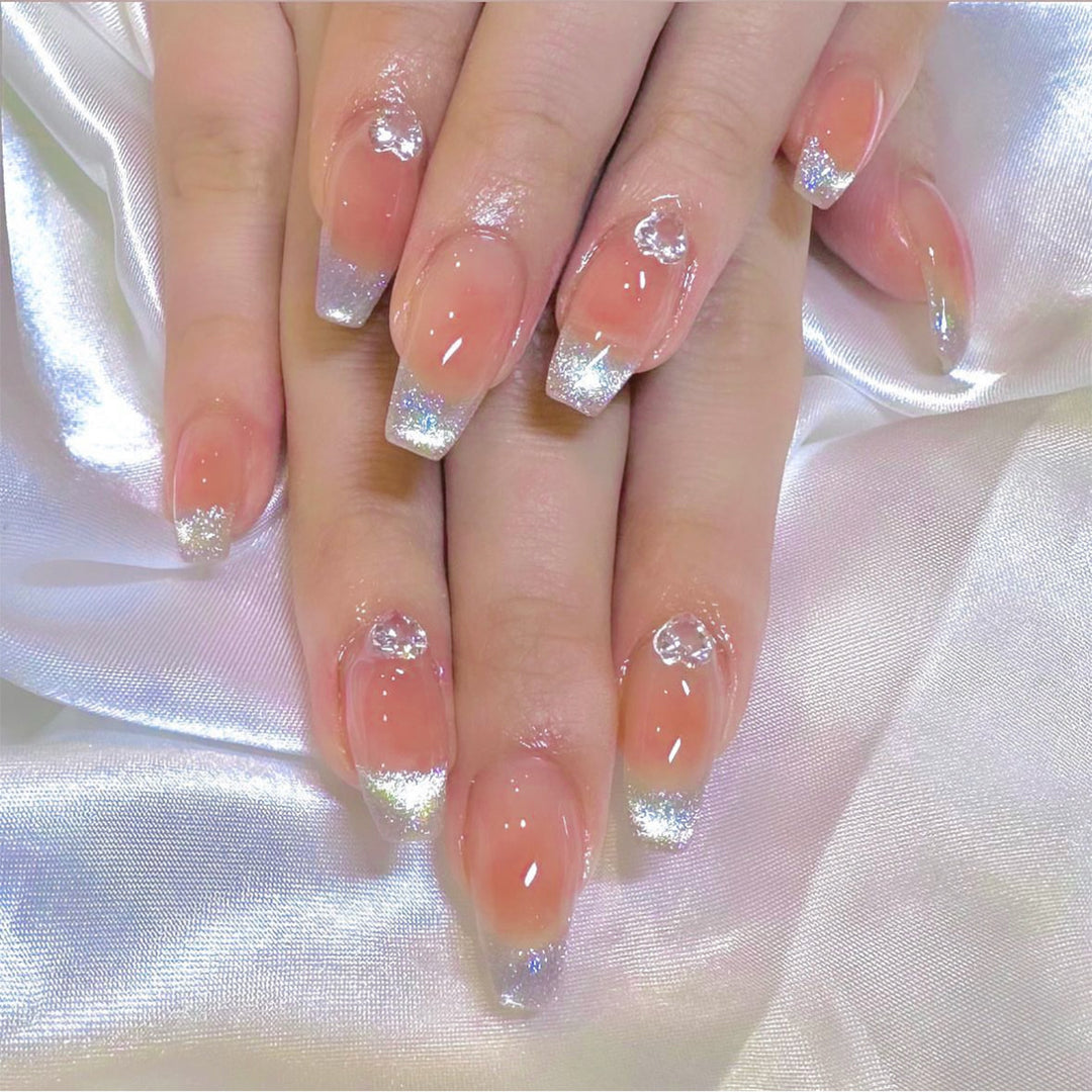 Elegant Gradient Press-On Nail Set with Glossy Finish Bowlift