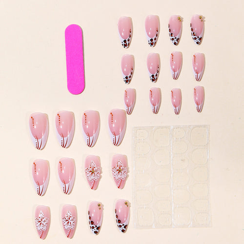 Artistic Floral Acrylic Nail Art Bowlift