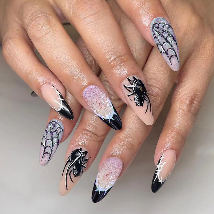 Artificial Nail Set with Colorful Flower Patterns Bowlift