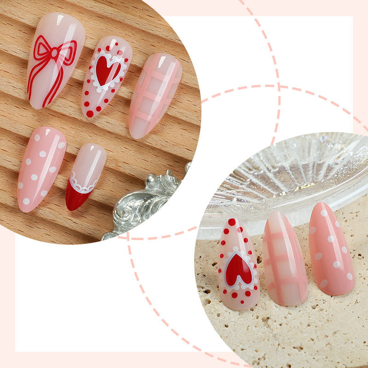 Creative Nail Art Set with Romantic Bow, Heart, and Dot Designs Bowlift