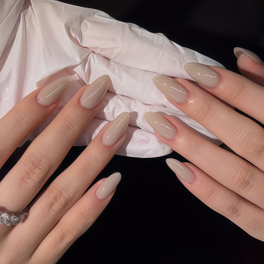 Premium Glossy Almond-Shaped Press-On Nails Bowlift