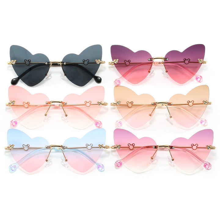 Women's Heart-Shaped Sunglasses with Embellished Frame Bowlift