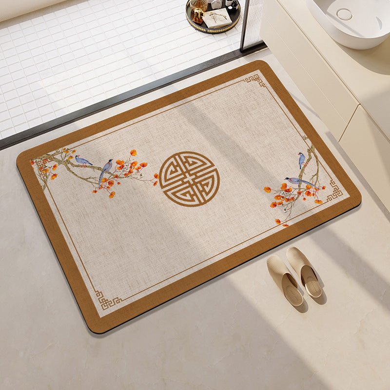 Artistic Floral Bath Mat Bowlift