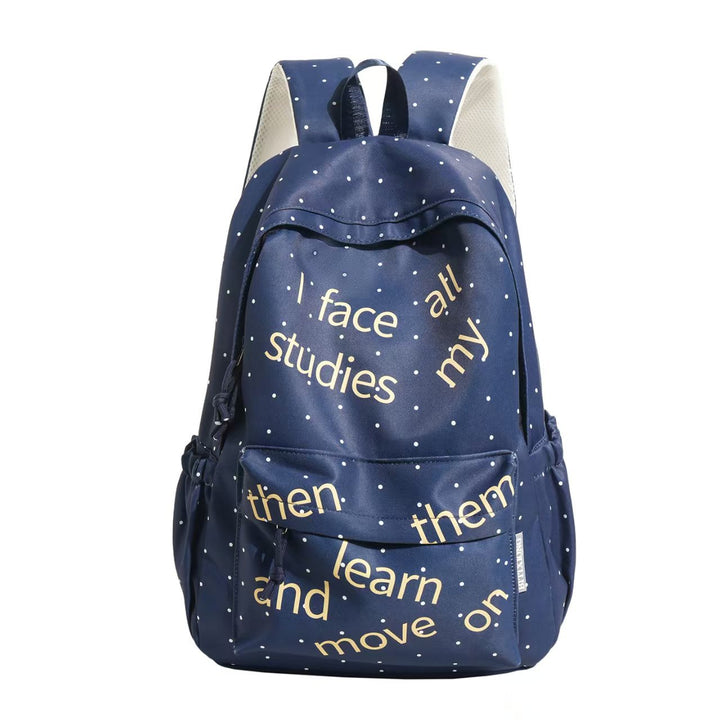 Backpack with Modern Lettering and Stylish Dots Bowlift